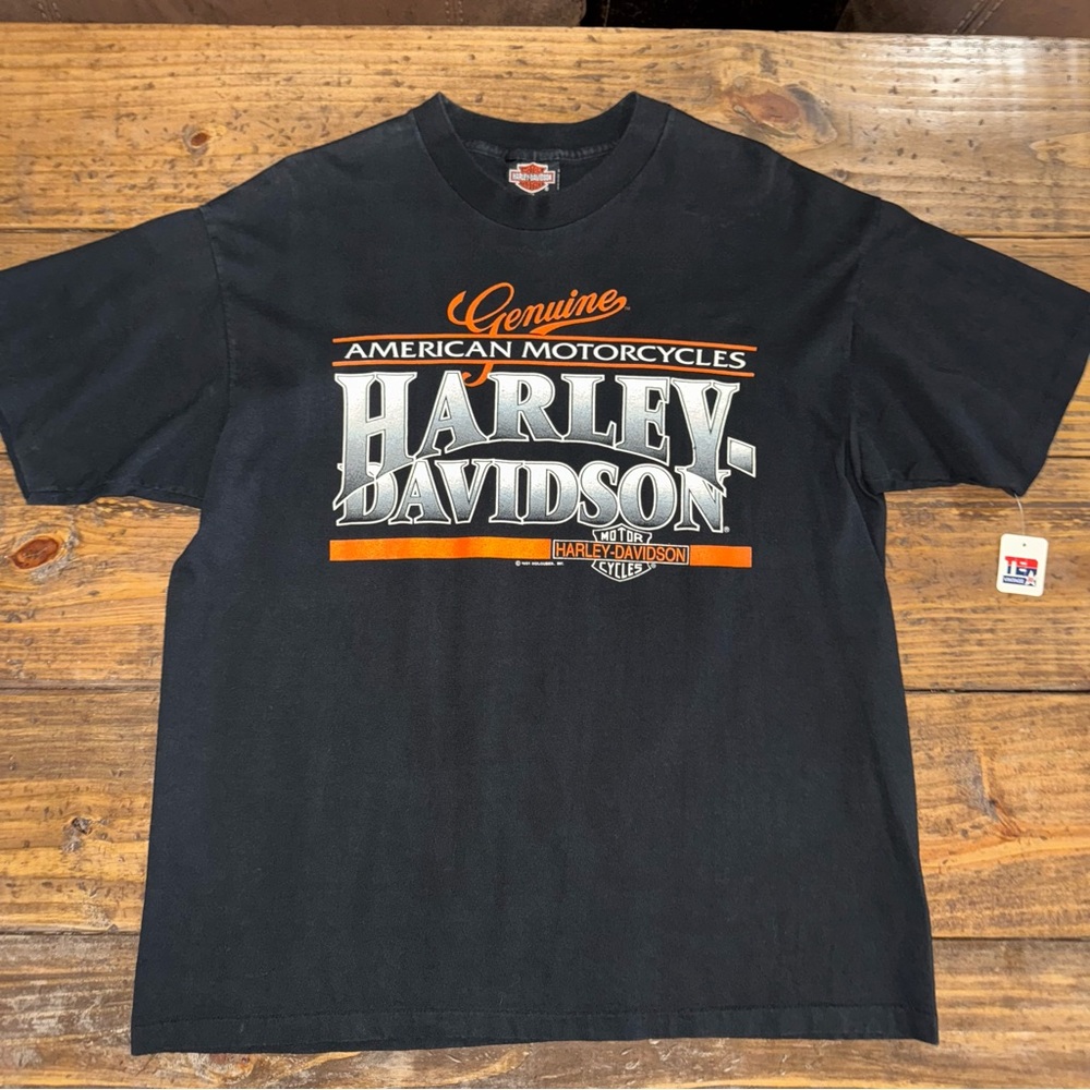 Vintage 1991 Harley Davidson Holoubek Ohio Motorcycle Tee Shirt Size XL